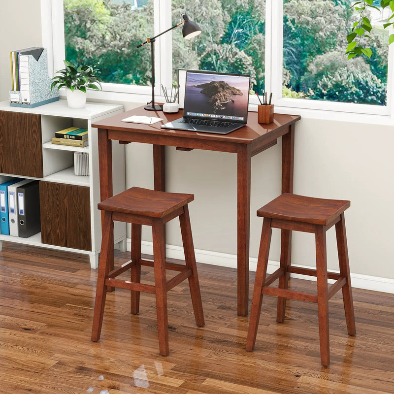 3-Piece Bar Table Set with Pub Table and 2 Saddle Stools by DirectDeals