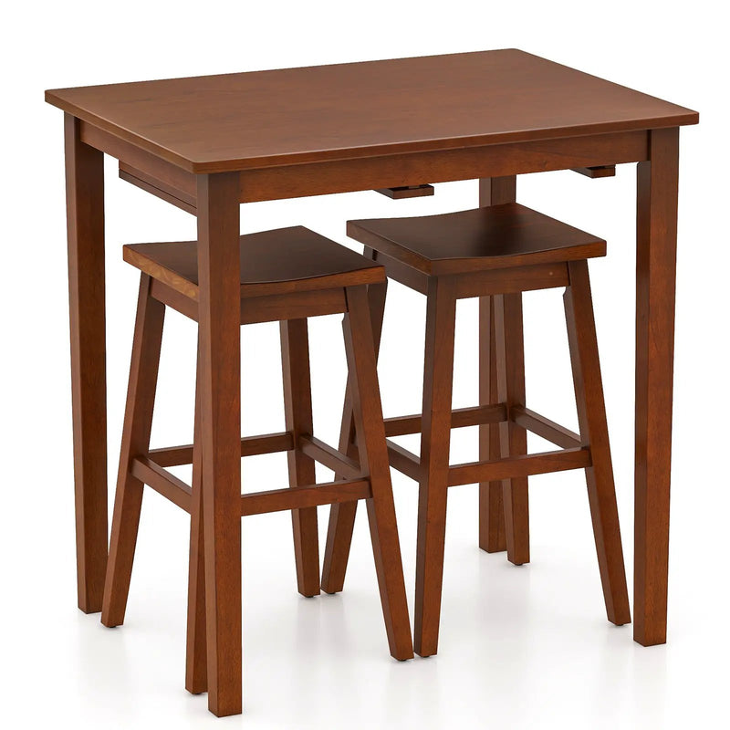 3-Piece Bar Table Set with Pub Table and 2 Saddle Stools by DirectDeals