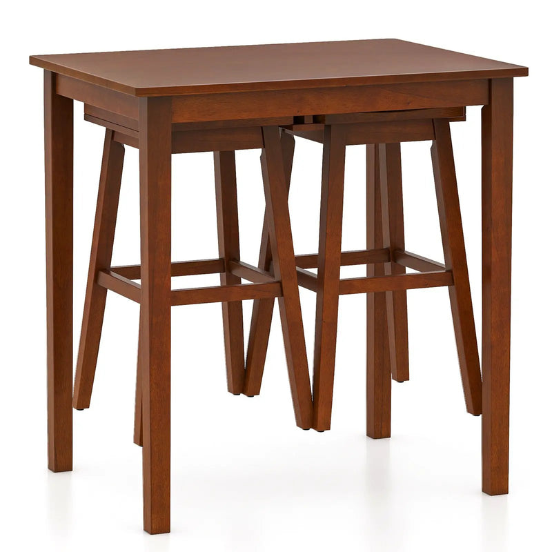 3-Piece Bar Table Set with Pub Table and 2 Saddle Stools by DirectDeals