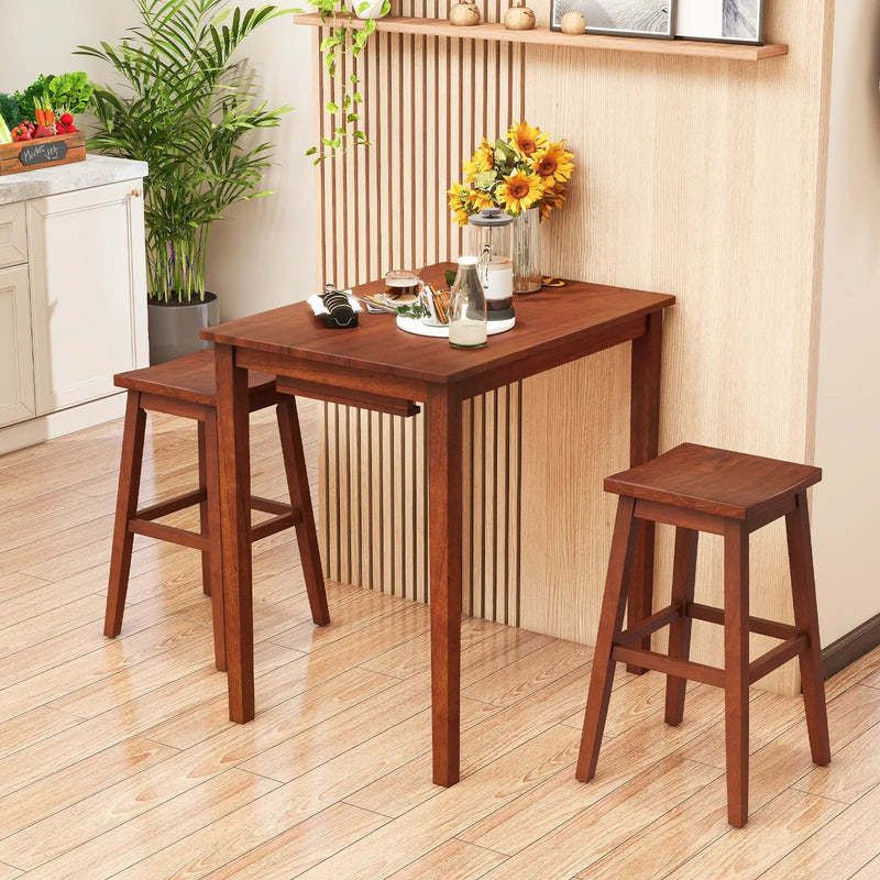3-Piece Bar Table Set with Pub Table and 2 Saddle Stools by DirectDeals