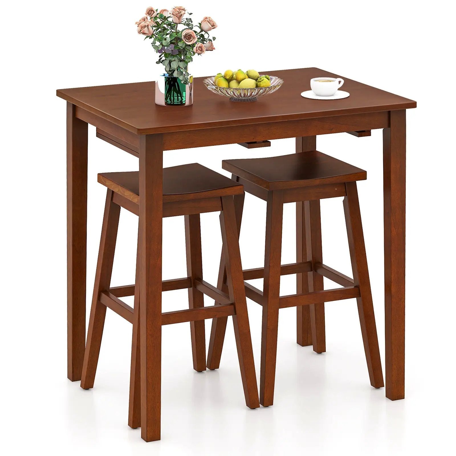 3-Piece Bar Table Set with Pub Table and 2 Saddle Stools by DirectDeals