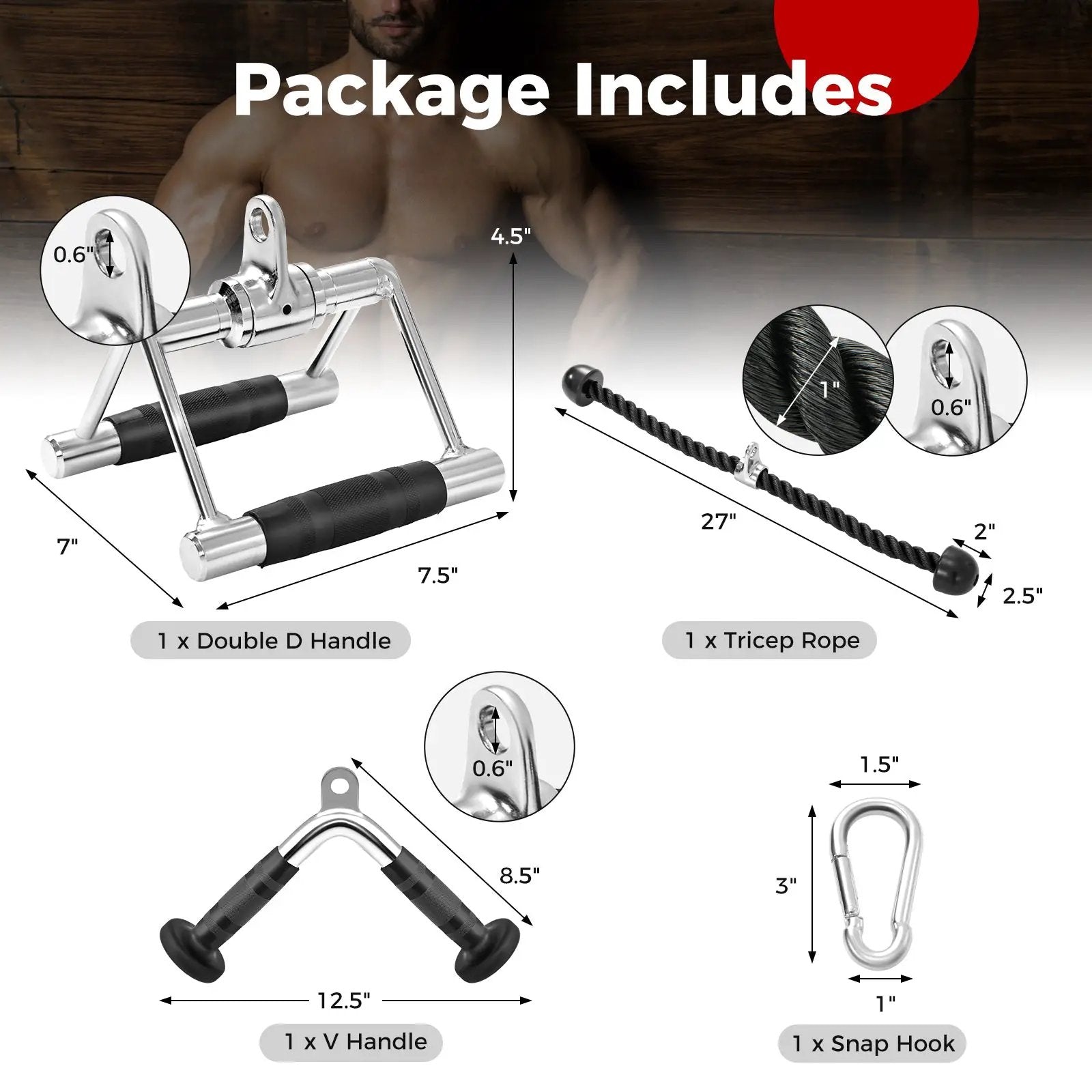 3-Piece Cable Machine Attachment Set for Home Gym by DirectDeals