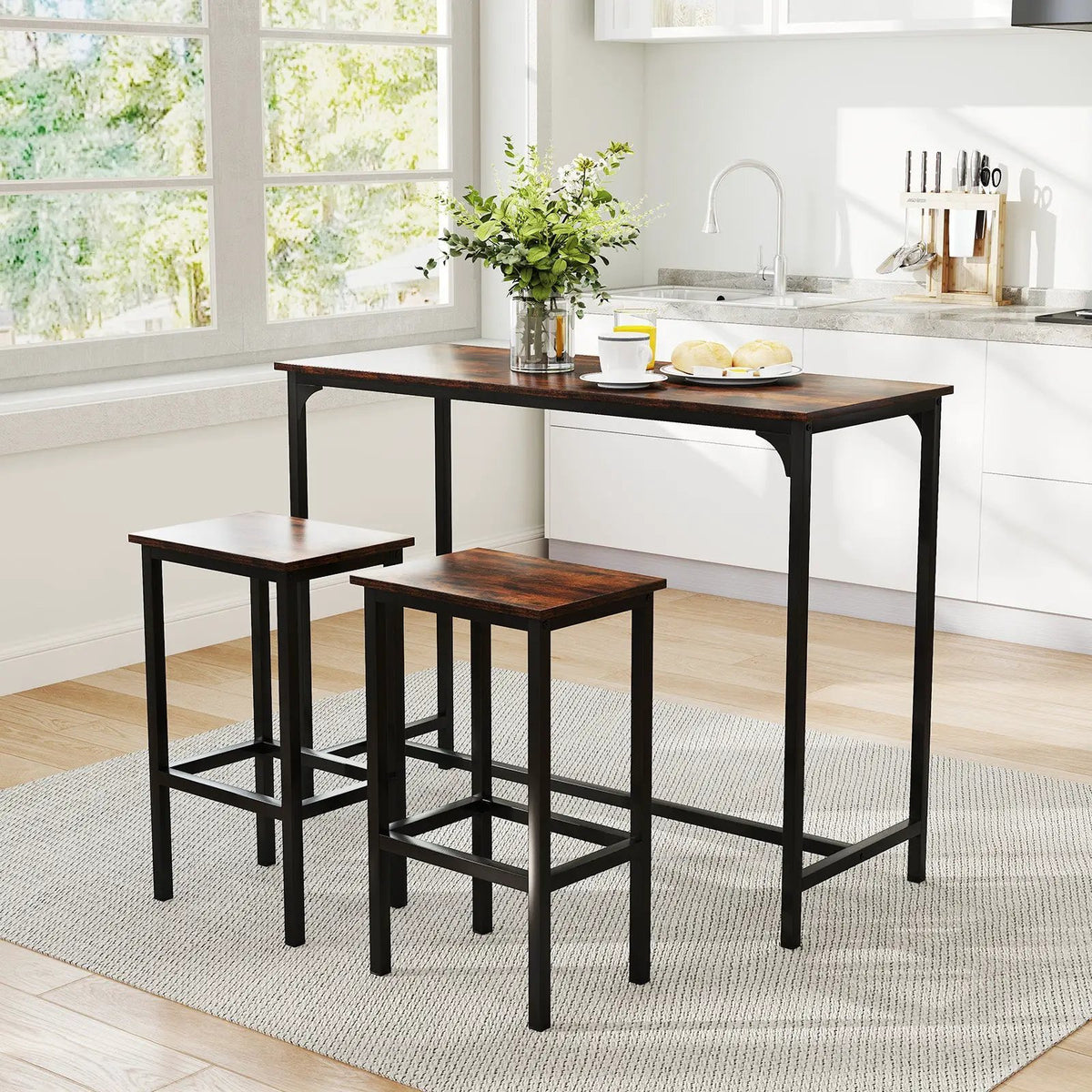 Industrial 3-Piece 47.5" Counter-Height Dining Table and 2 Bar Stools by DirectDeals