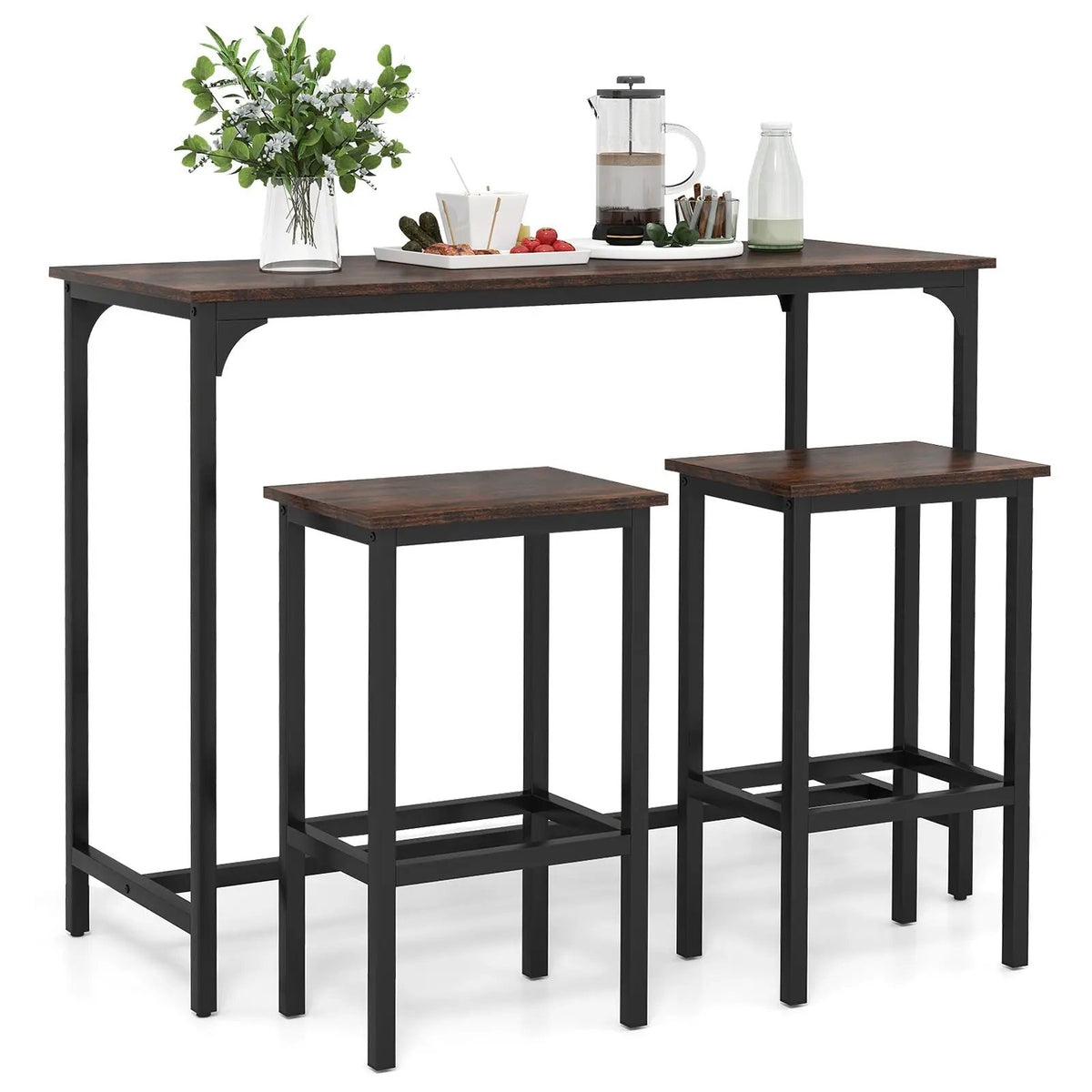 Industrial 3-Piece 47.5" Counter-Height Dining Table and 2 Bar Stools by DirectDeals