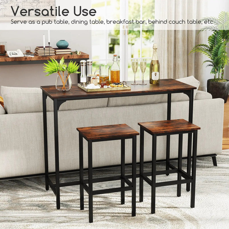 Industrial 3-Piece 47.5" Counter-Height Dining Table and 2 Bar Stools by DirectDeals