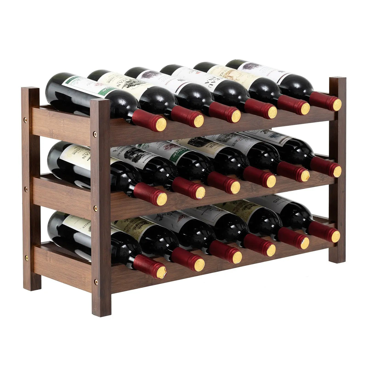 3-Tier Bamboo Freestanding Countertop Wine Bottle Organizer by DirectDeals