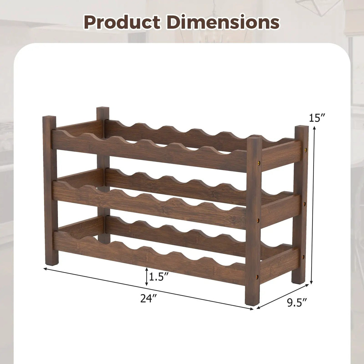 3-Tier Bamboo Freestanding Countertop Wine Bottle Organizer by DirectDeals