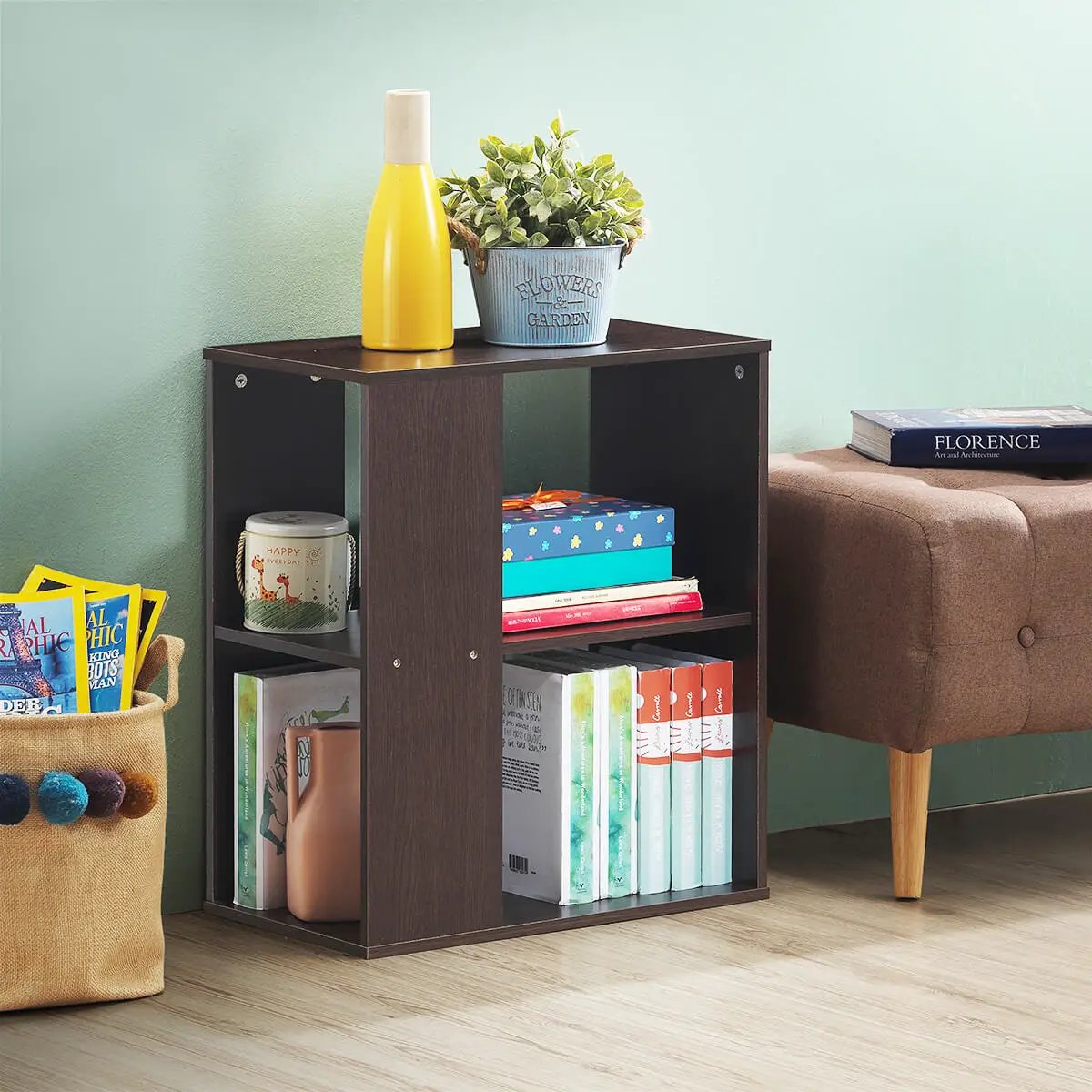 2-Tier Side End Table with Storage Shelves by DirectDeals
