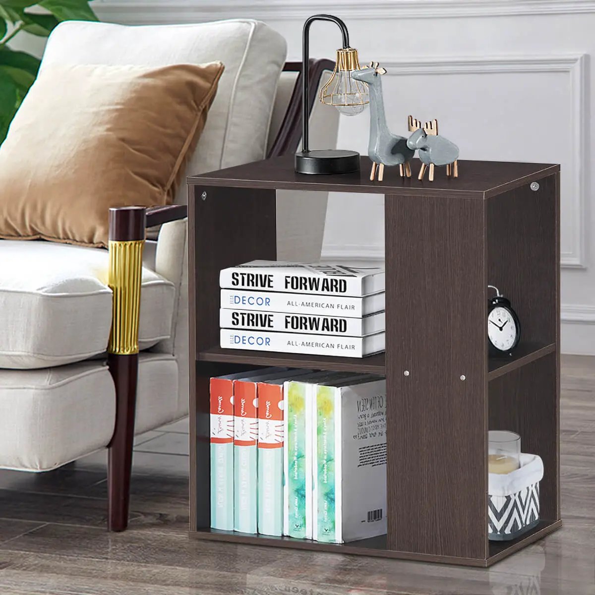 2-Tier Side End Table with Storage Shelves by DirectDeals