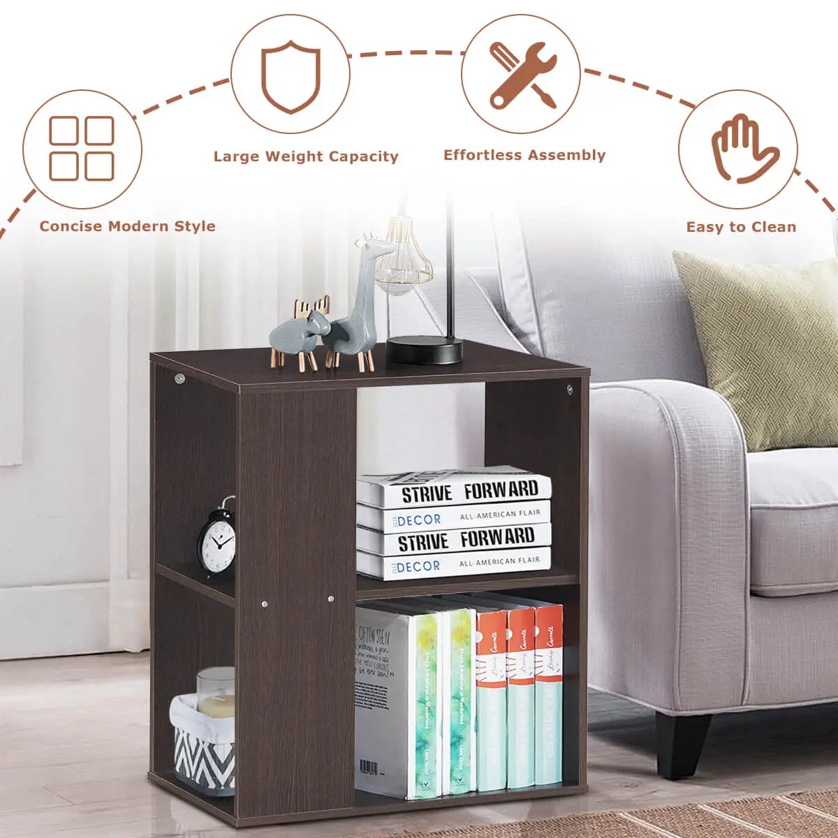 2-Tier Side End Table with Storage Shelves by DirectDeals