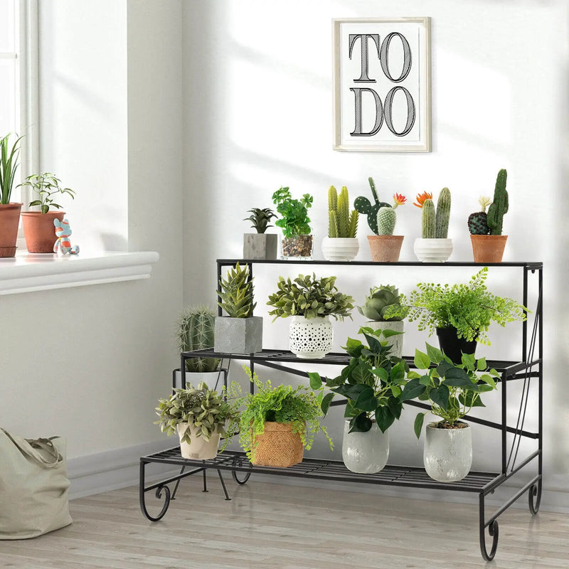 3-Tier Mental Plant Stand with Grid Shelf by DirectDeals