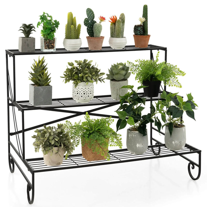 3-Tier Mental Plant Stand with Grid Shelf by DirectDeals