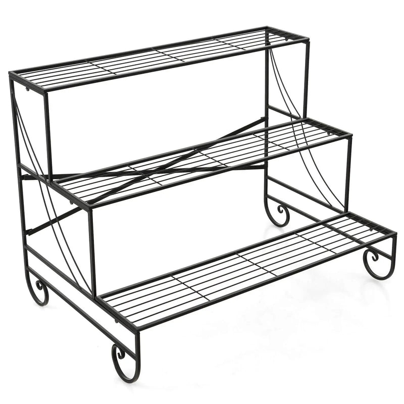 3-Tier Mental Plant Stand with Grid Shelf by DirectDeals