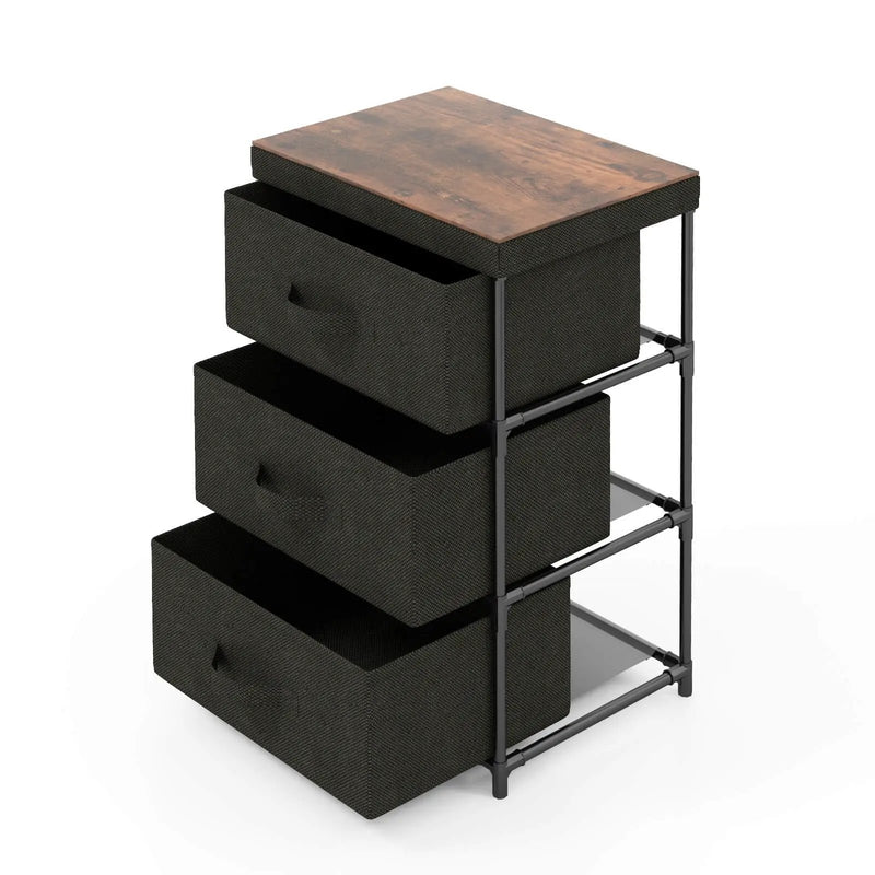 3-Tier Fabric Nightstand with Sturdy Metal Frame by DirectDeals