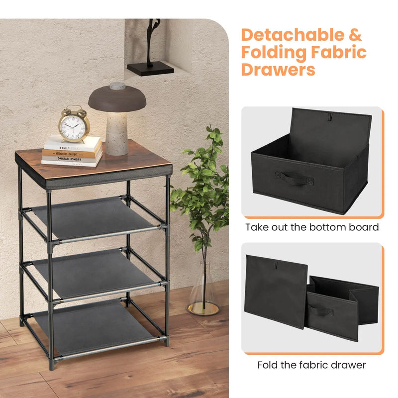 3-Tier Fabric Nightstand with Sturdy Metal Frame by DirectDeals