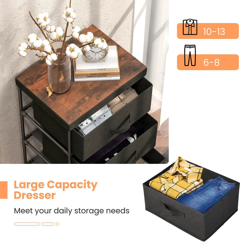 3-Tier Fabric Nightstand with Sturdy Metal Frame by DirectDeals