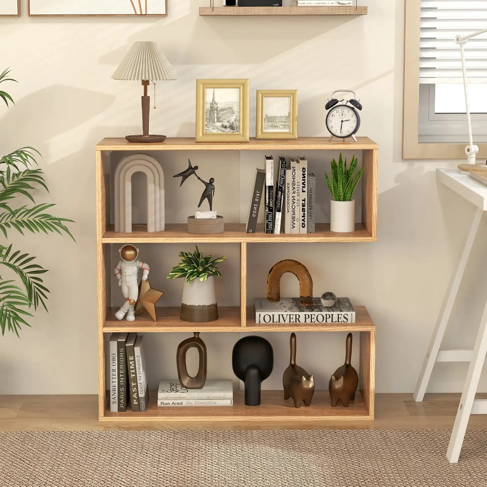 Concave Bookshelf 3-Shelf Open Bookcase with Anti-Toppling Device for Living Room Study Office by DirectDeals