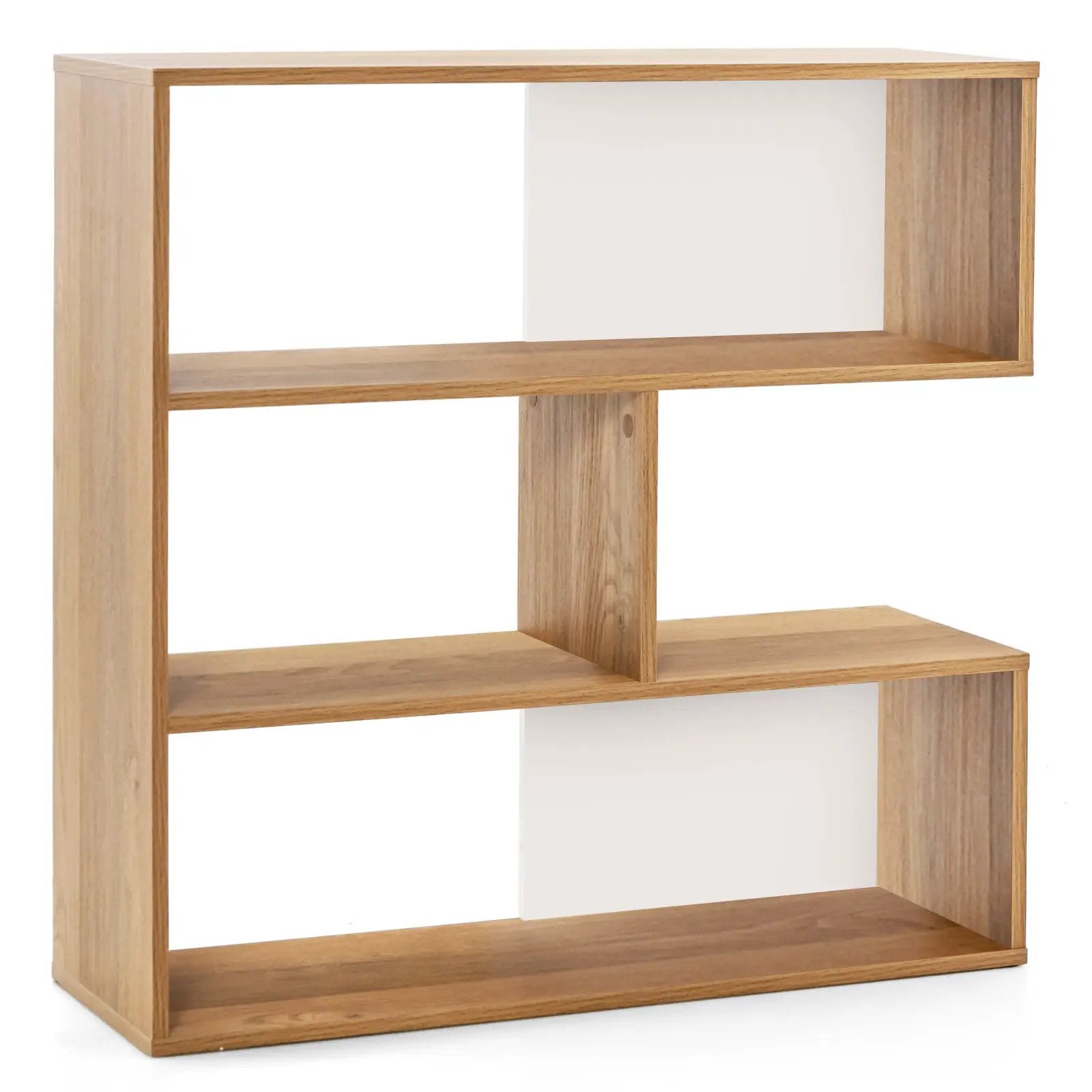 Concave Bookshelf 3-Shelf Open Bookcase with Anti-Toppling Device for Living Room Study Office by DirectDeals