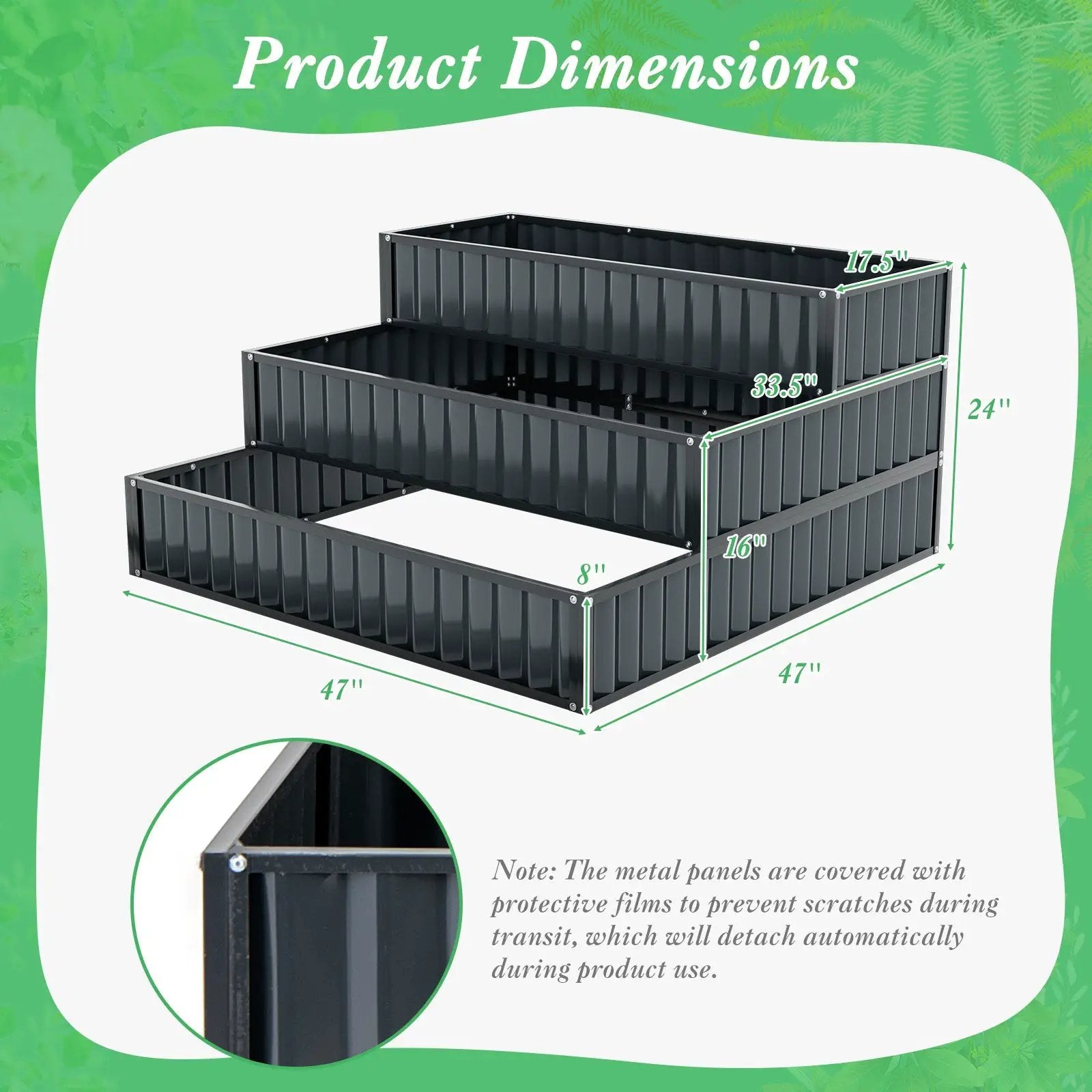 Heavy-Duty Metal Outdoor 3-Tier Raised Garden Bed Planter Box by DirectDeals