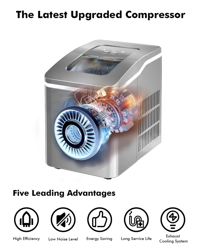 Portable Countertop Ice Maker Machine with Scoop-Silver by DirectDeals