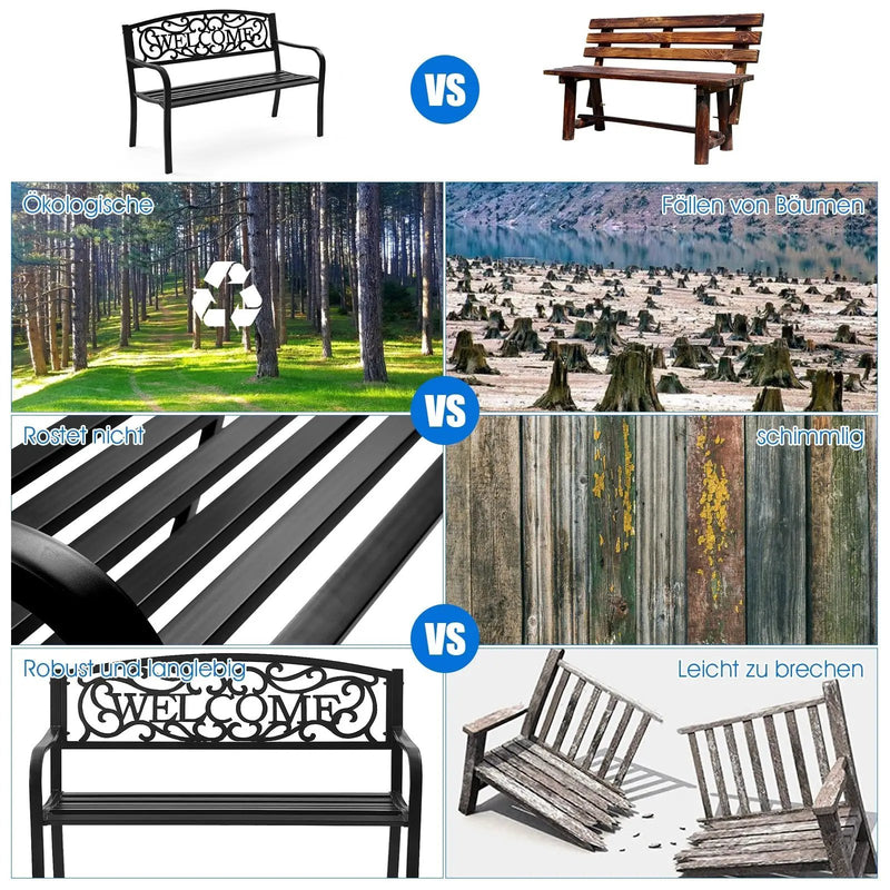 Outdoor Furniture Steel Frame Porch Garden Bench by DirectDeals
