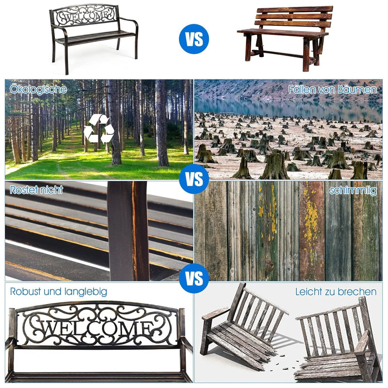 Outdoor Furniture Steel Frame Porch Garden Bench by DirectDeals