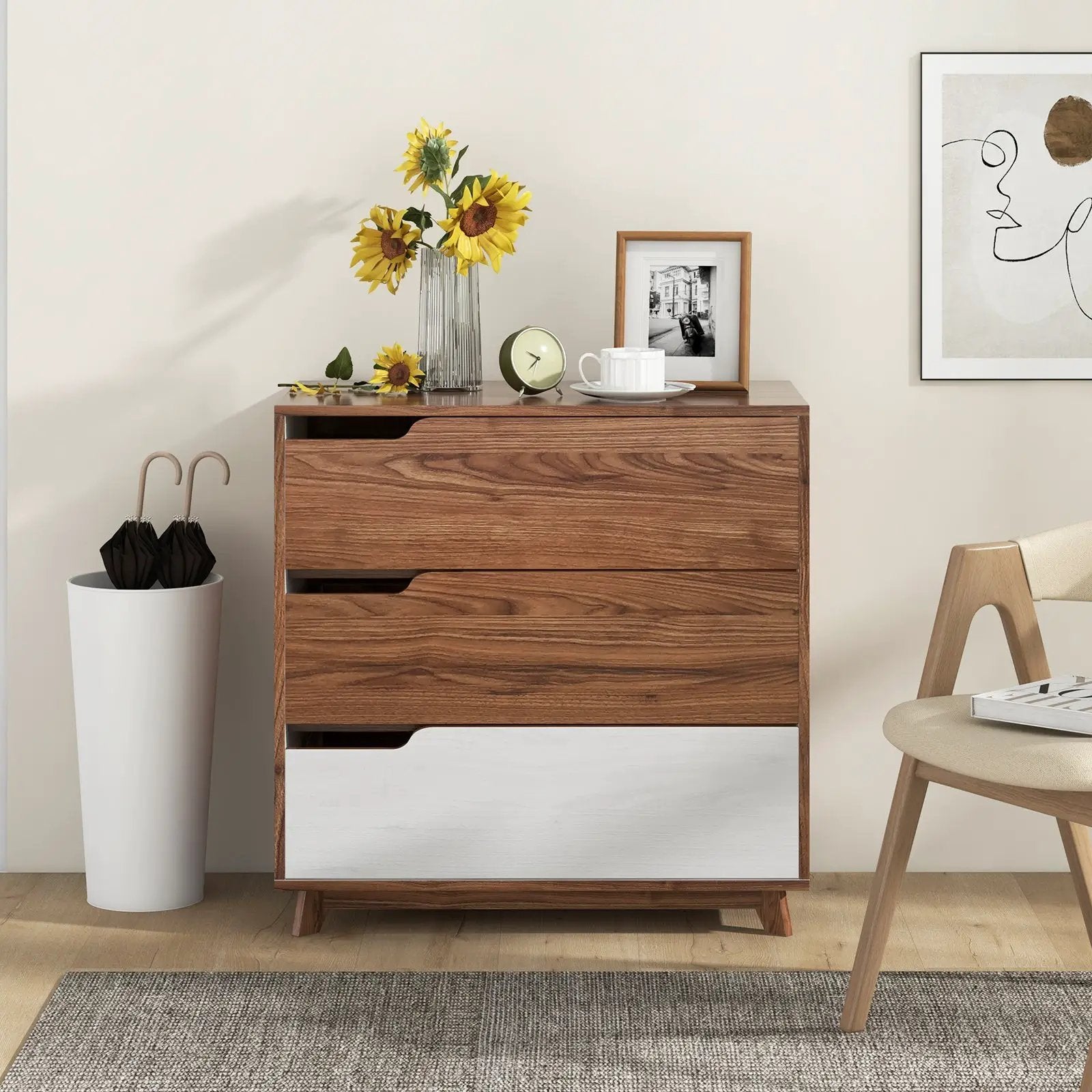 Rustic Farmhouse Wooden Storage Dresser for Bedroom Living Room-Brown by DirectDeals