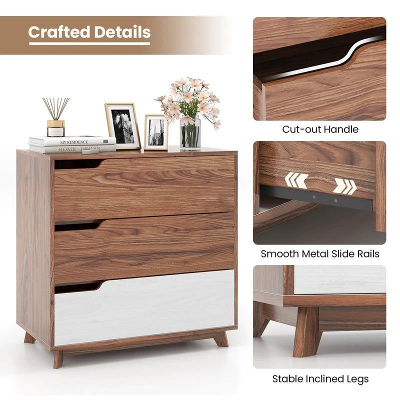 Rustic Farmhouse Wooden Storage Dresser for Bedroom Living Room-Brown by DirectDeals