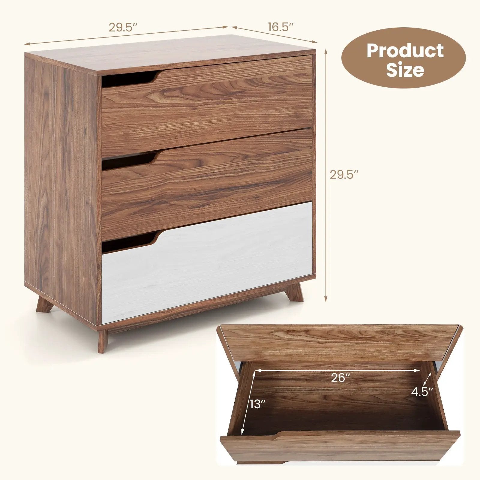 Rustic Farmhouse Wooden Storage Dresser for Bedroom Living Room-Brown by DirectDeals
