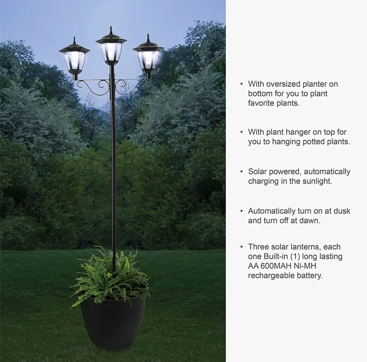 3 Fixture Outdoor Solar LED Lamp Post With 50 Lumen - 72Inch by Outdoor Solar Outlet