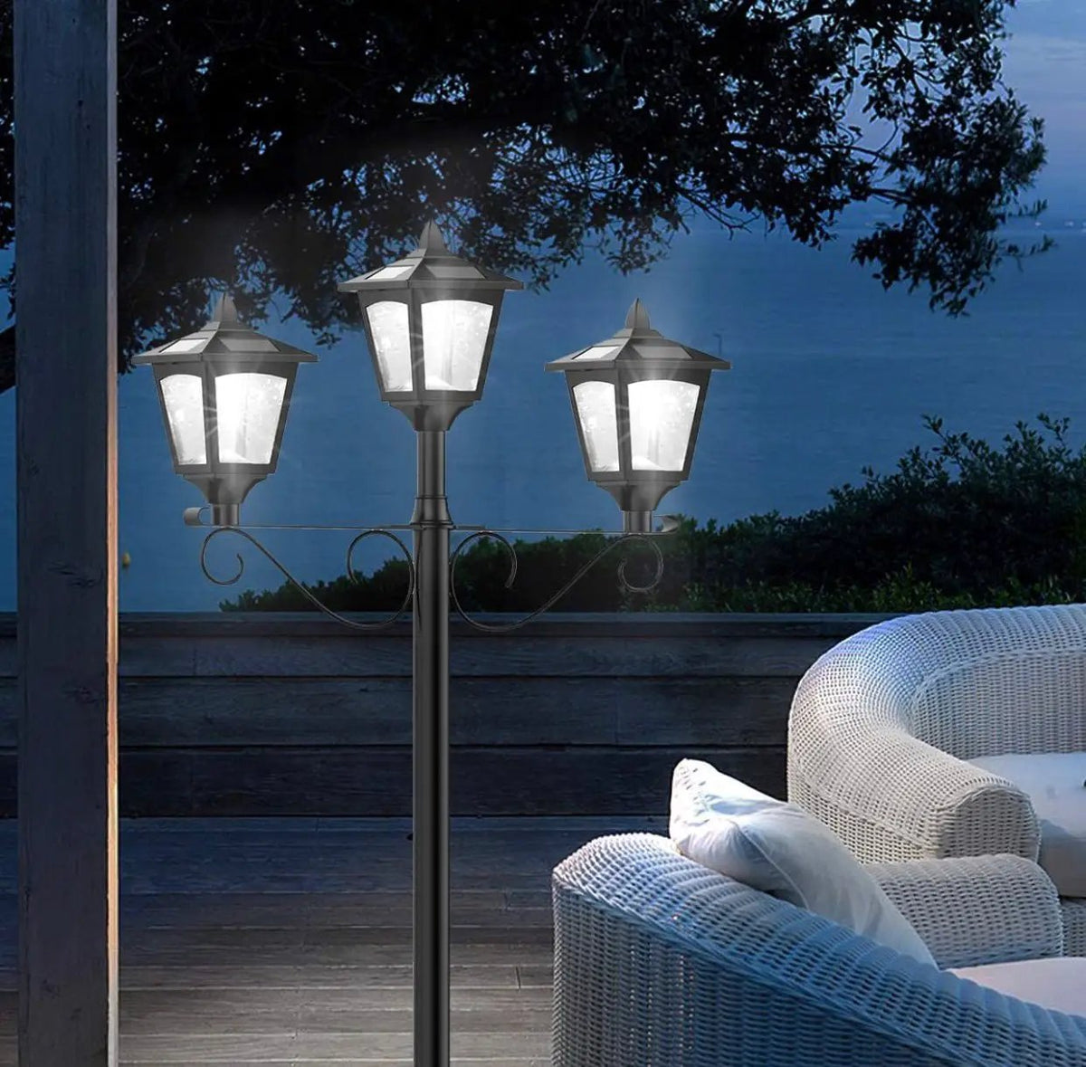 3 Fixture Outdoor Solar LED Lamp Post With 50 Lumen - 72Inch by Outdoor Solar Outlet