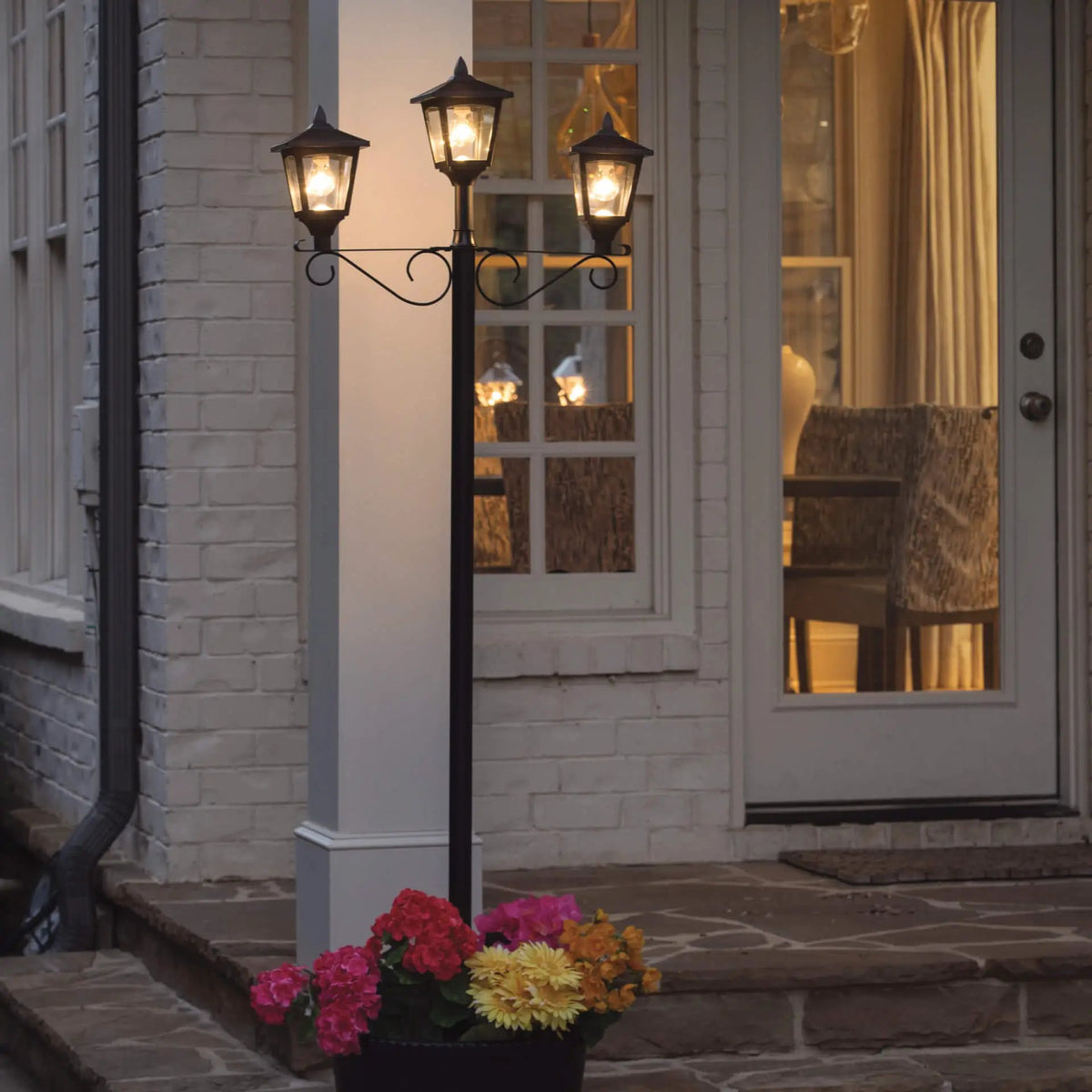 3 Fixture Outdoor Solar LED Lamp Post With 50 Lumen - 72Inch by Outdoor Solar Outlet