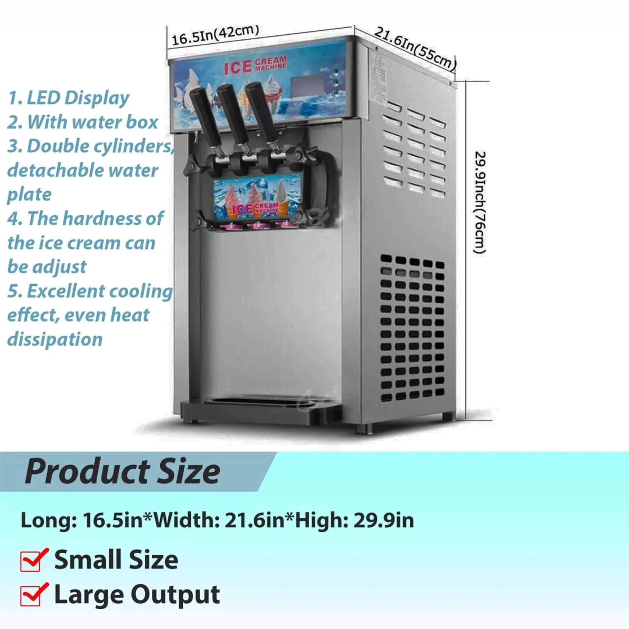 3-Flavor 9L Commercial 1200W Countertop Soft Serve Machine (SAK51986) by SAKSBY WHOLESALE