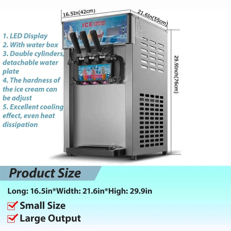 3-Flavor 9L Commercial 1200W Countertop Soft Serve Machine (SAK51986) by SAKSBY WHOLESALE