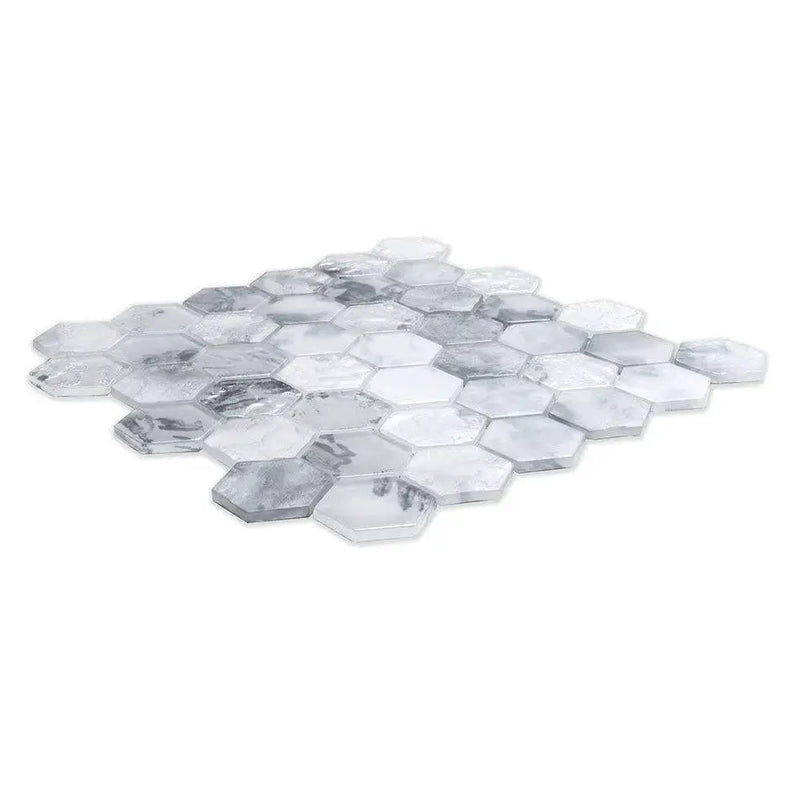 White 12x12 Matte Hexagon Glass Mosaic Tile (10 pack, 9.6 sq ft/case) by Apollo Tile
