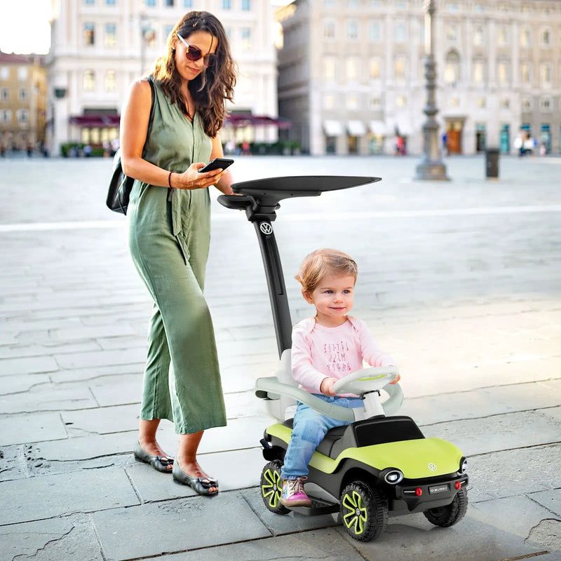 3-in-1 Licensed Volkswagen Ride on Push Car with 3-Position Adjustable Push Handle-Green by DirectDeals