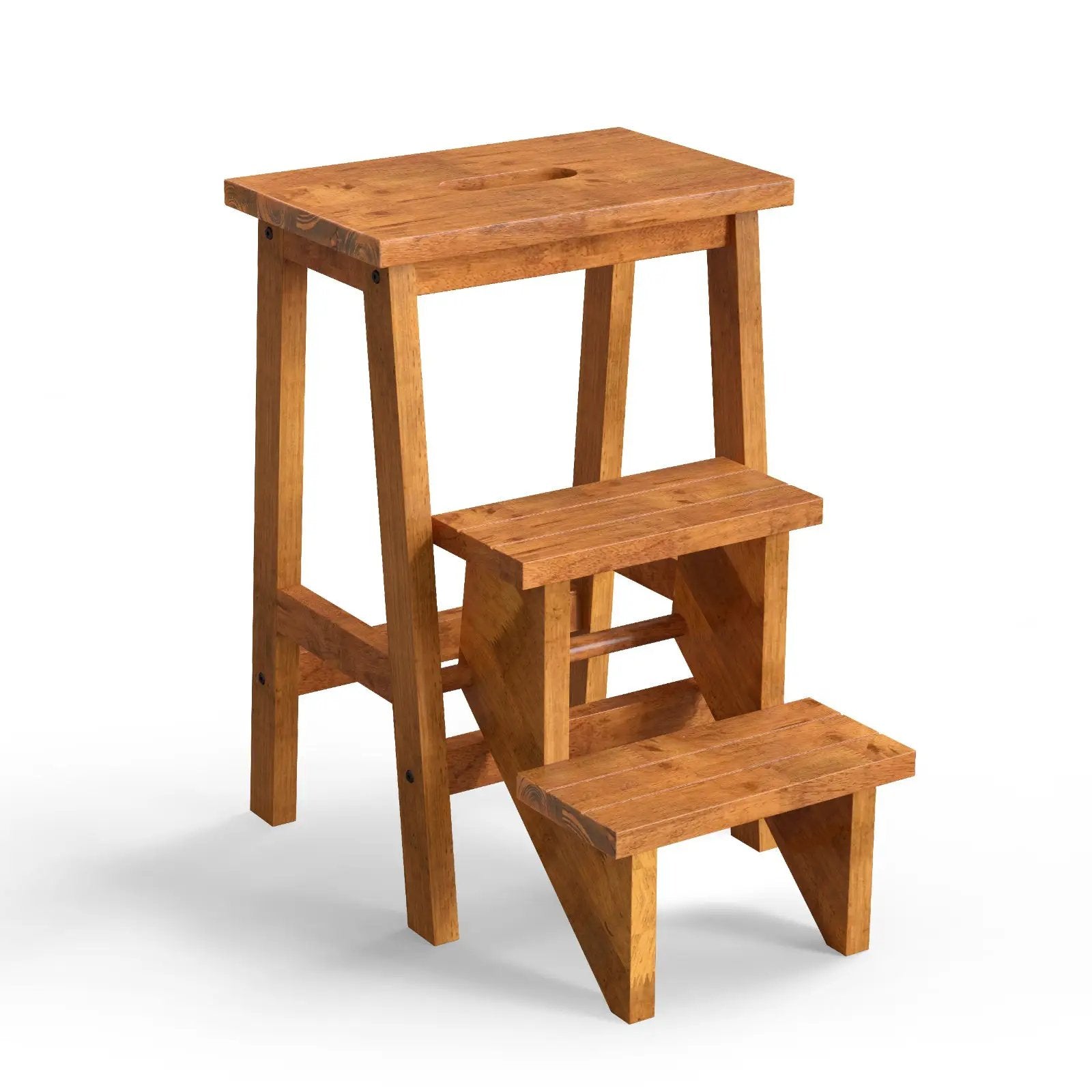3-in-1 Rubber Wood Step Stool with Convenient Handle by DirectDeals