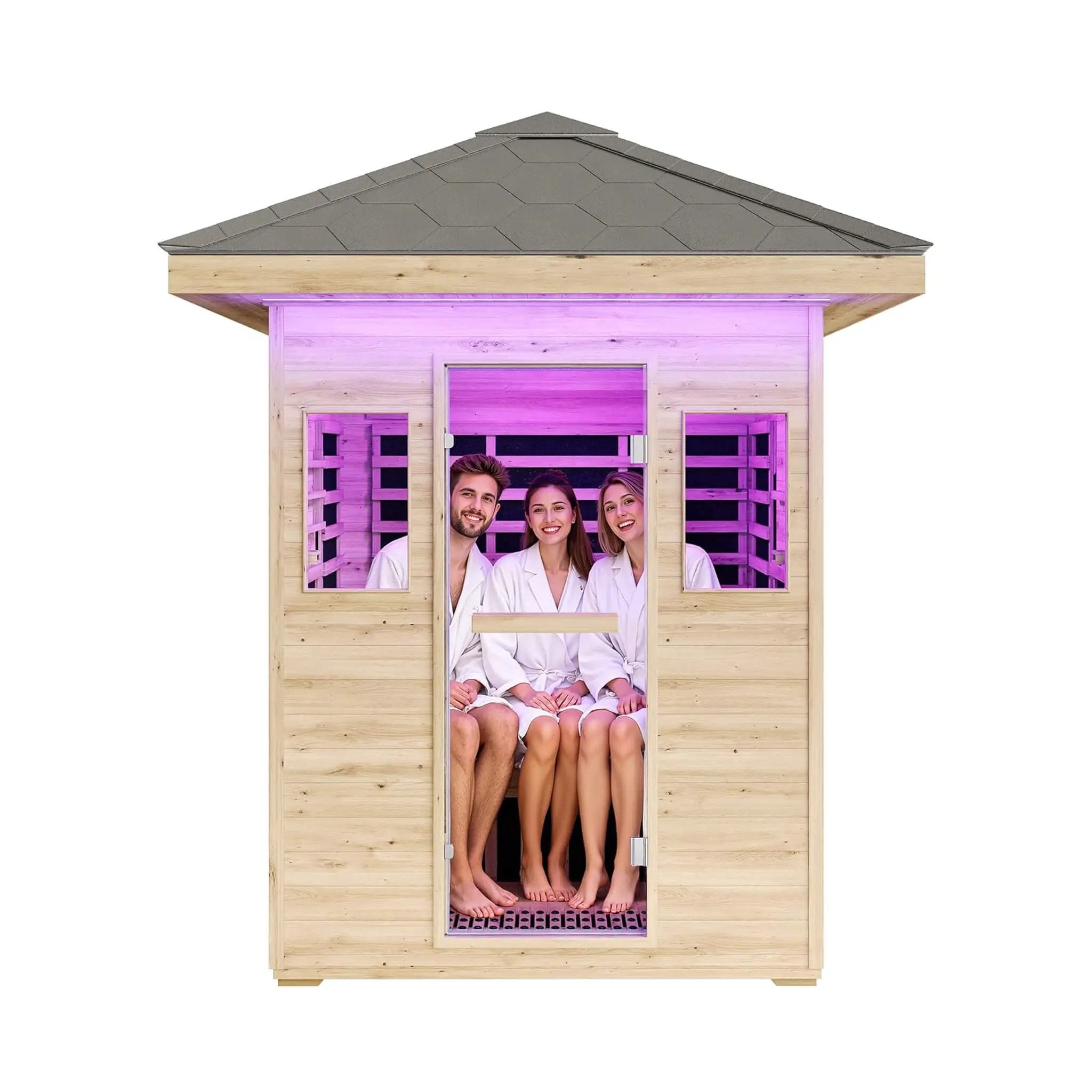 Thermora Zurich 3-Person Low EMF Spruce Wood Outdoor Infrared Sauna With Bluetooth Speakers And LED Lights (SAK59047) by SAKSBY WHOLESALE