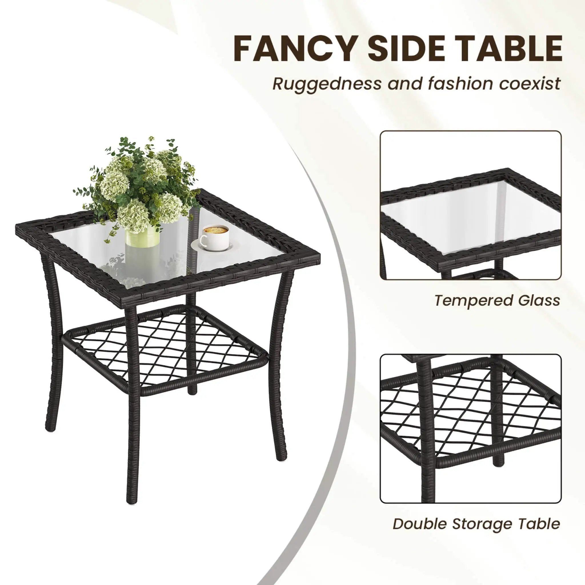 Alora 3-Piece Wicker Patio Bistro Set W/ Swivel Chairs And Table (SAK14789) by SAKSBY WHOLESALE