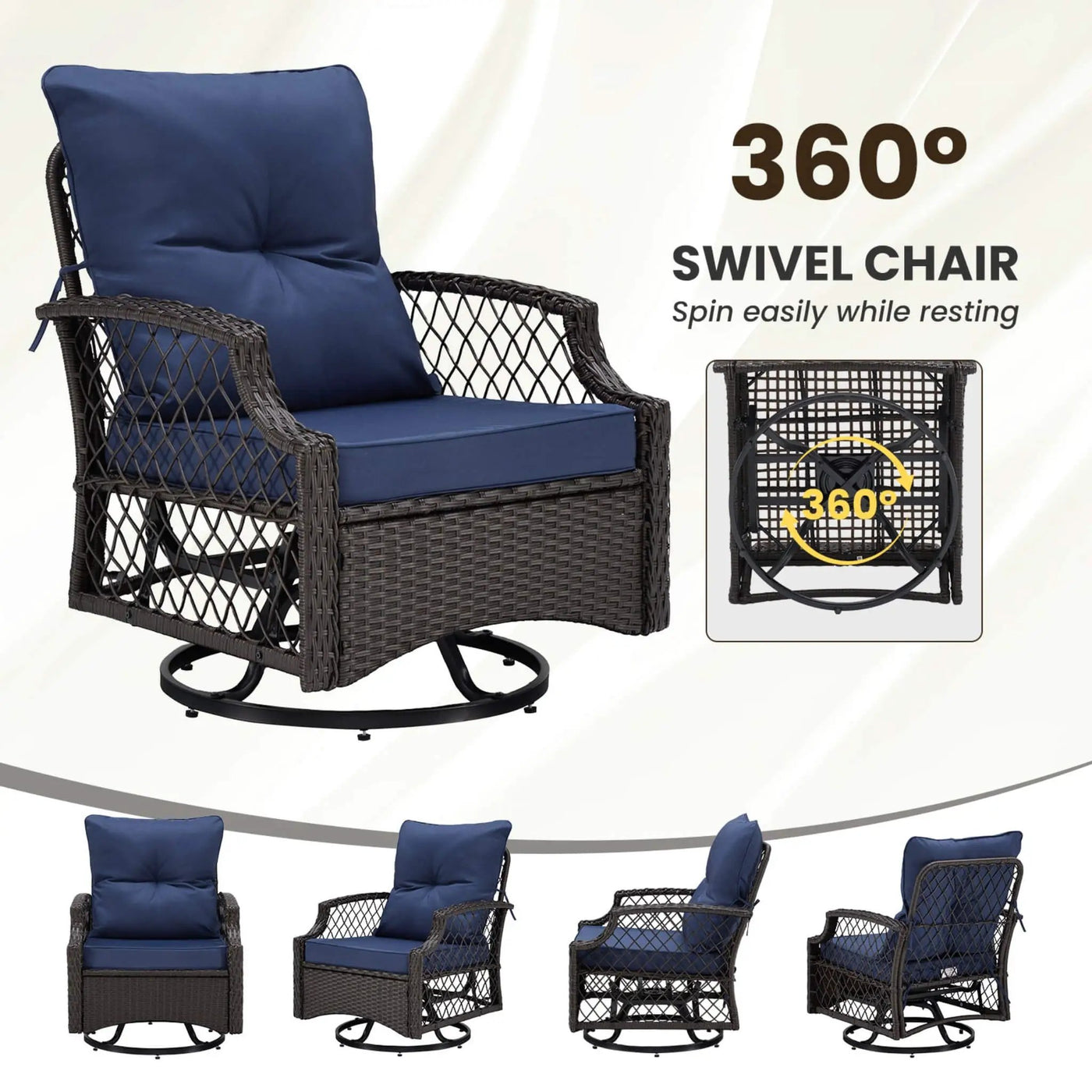 3-Piece Wicker Patio Bistro Set W/ Swivel Chairs And Table (SAK14789) by SAKSBY WHOLESALE