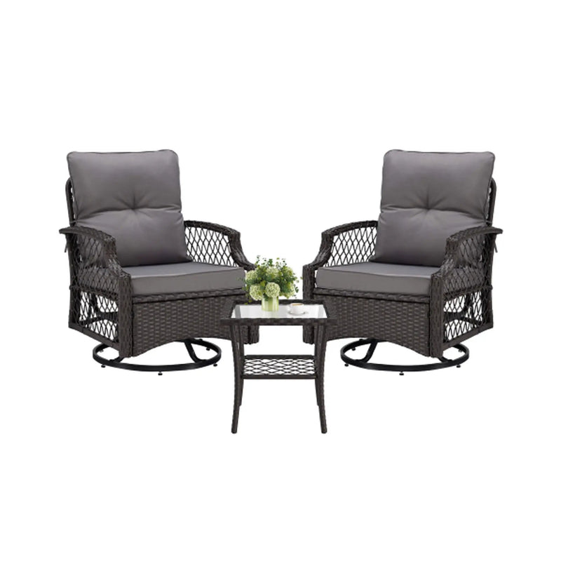 Alora 3-Piece Wicker Patio Bistro Set W/ Swivel Chairs And Table (SAK14789) by SAKSBY WHOLESALE
