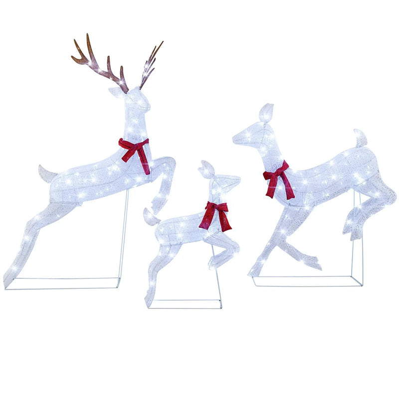 3-Piece Christmas Pre-Lit Lighted Reindeer Family Set by DirectDeals
