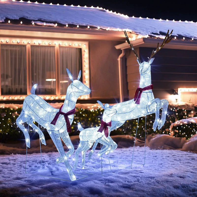 3-Piece Christmas Pre-Lit Lighted Reindeer Family Set by DirectDeals