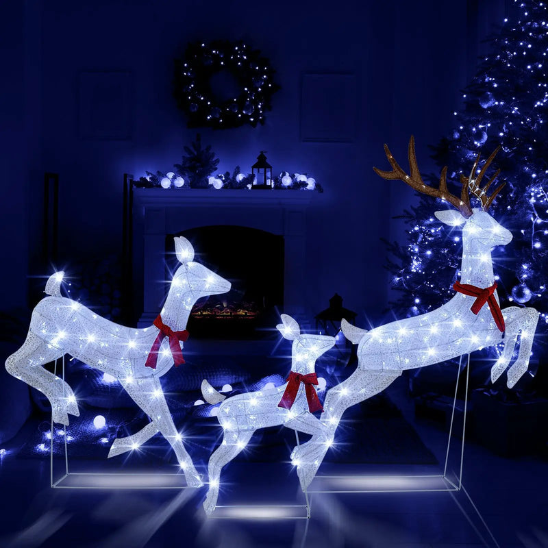 3-Piece Christmas Pre-Lit Lighted Reindeer Family Set by DirectDeals