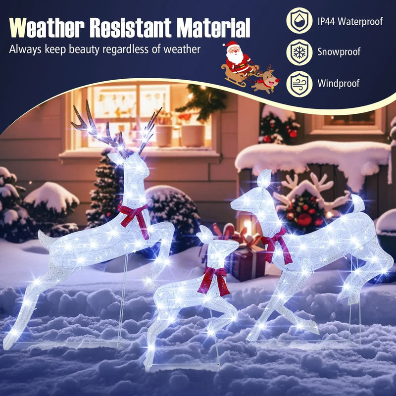 3-Piece Christmas Pre-Lit Lighted Reindeer Family Set by DirectDeals
