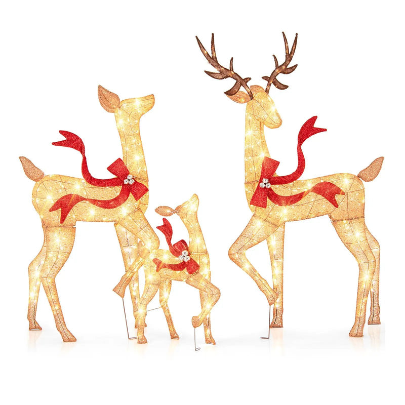 3-Piece Pre-Lit Christmas Deer Family Set by DirectDeals