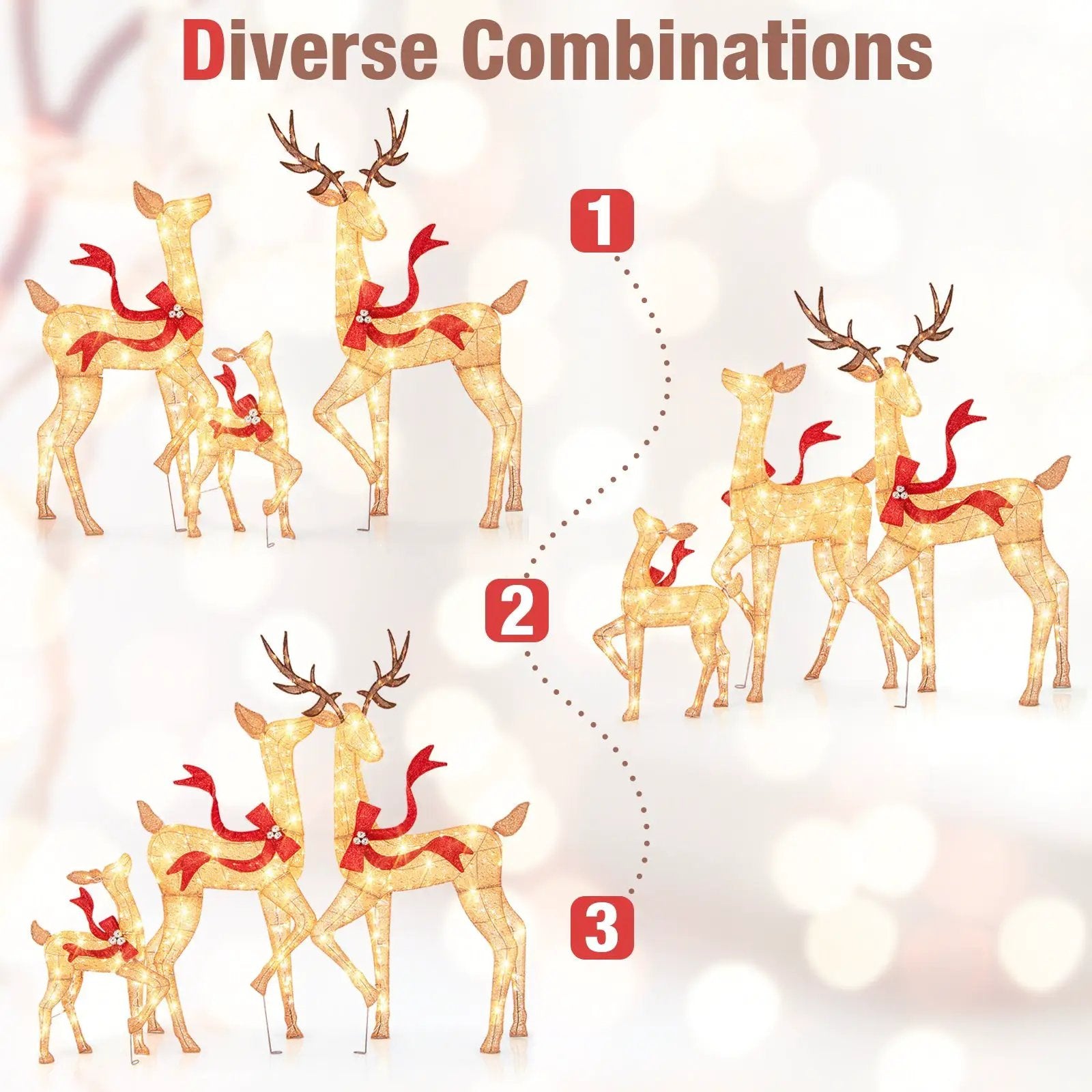 3-Piece Pre-Lit Christmas Deer Family Set by DirectDeals
