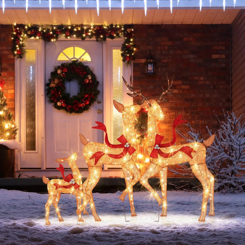 3-Piece Pre-Lit Christmas Deer Family Set by DirectDeals