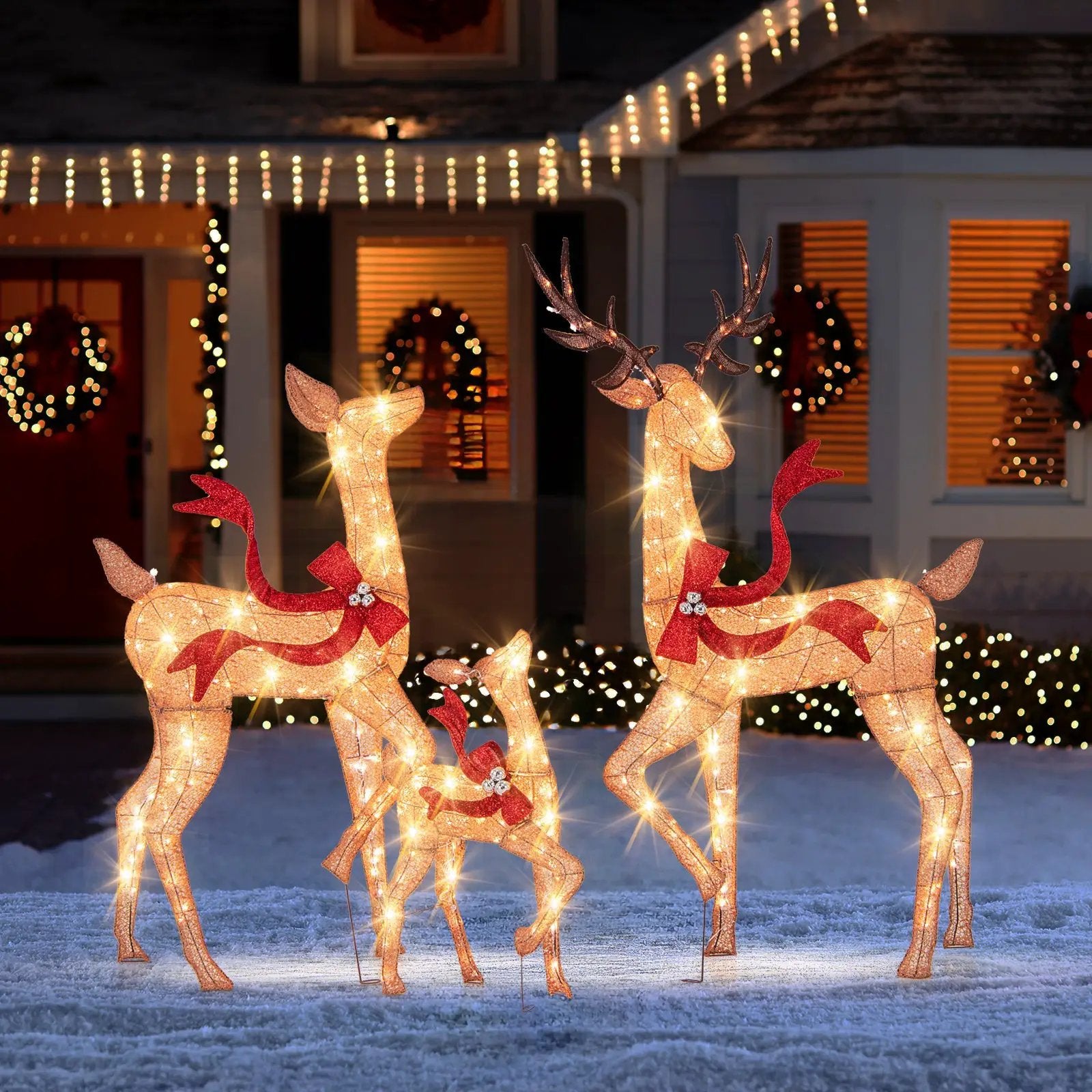 3-Piece Pre-Lit Christmas Deer Family Set by DirectDeals