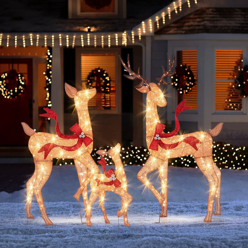 3-Piece Pre-Lit Christmas Deer Family Set by DirectDeals